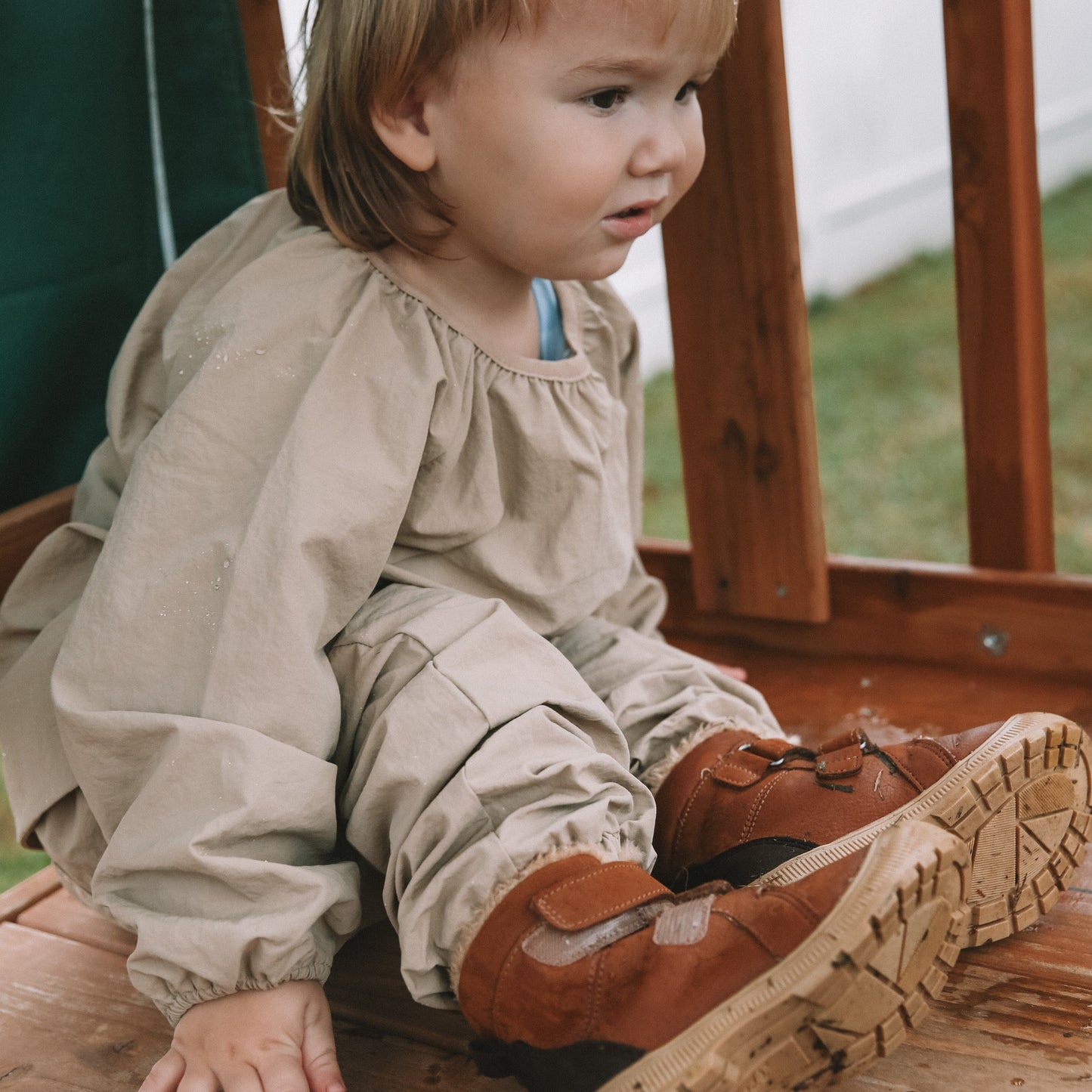 messy smock - stone